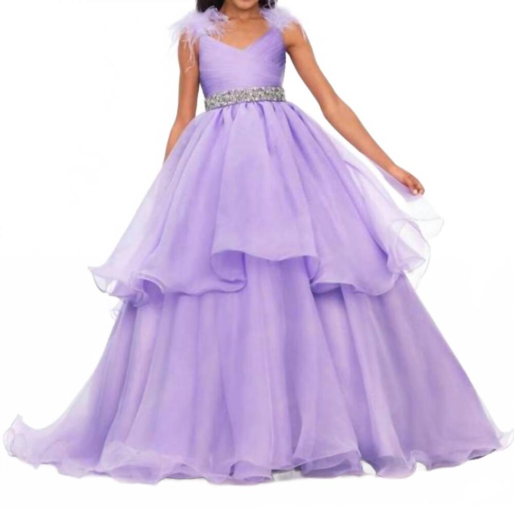 NEW ASHLEYLAUREN girl's organza ball gown in orchid